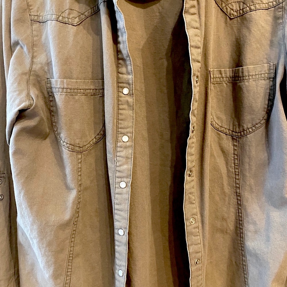 Olive Button Up Western Shirt Jacket / Shacket - image 2